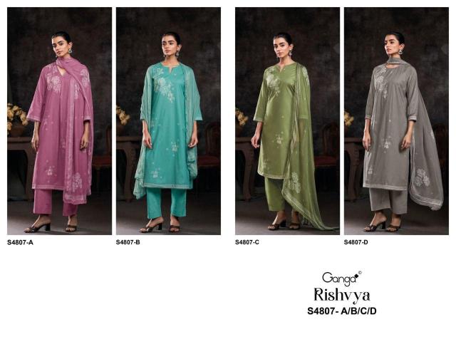 Ganga rishvya 4807 catalogue dress materials wholesale mumbai